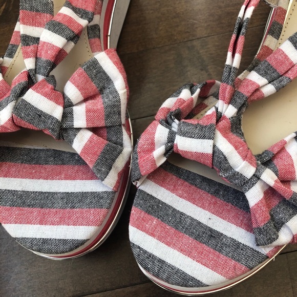 Zara Striped Tie-up Wrap Wedge Sandals Size 7.5/38 - Picture 6 of 11